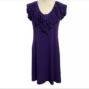 EnFocus Studio Dress Womens Size 4 Purple Ruffle Sleeveless Stretchy